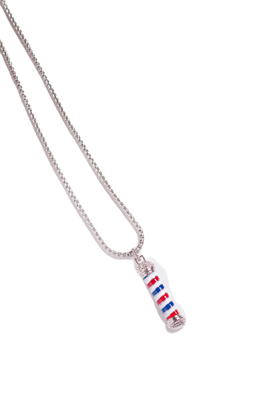 Silver plated barber pole necklace image 0